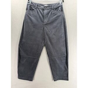 Loft Velvet Stretch Barrel Leg Pants Womens 8 Coastal Gray Scandi Minimalist NWT